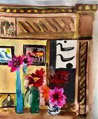 Image 1 of Mantlepiece with Dahlias