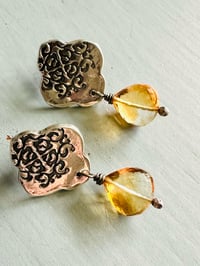 Image 2 of sterling silver post earrings with faceted citrine gemstones