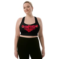 Image 1 of Red and Black Roses Longline Sports Bra