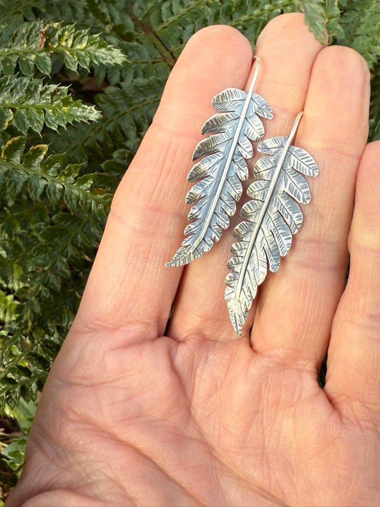 Image of Sterling Cinnamon Fern Earrings