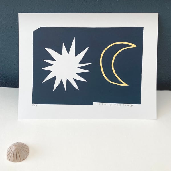 Image of Star and Moon handmade prints