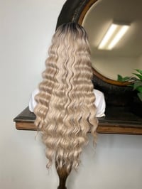Image 4 of MINA| LONG CRIMP BLONDE OMBRÉ LACE FRONT WIG