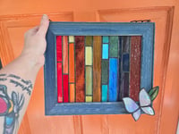 Image 5 of Stained glass rainbow panel with 3 D butterfly