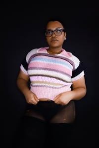 Image 1 of Hand Knit Collared Top