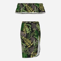 Image 3 of Women's Tube Top and Slit Skirt- Fern on Black