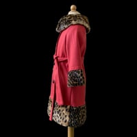 Image 2 of Leopard collar coat in coral
