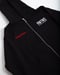 Image of RWTW$ ( Colors ) BLACK ZIP HOODIE RED / WHITE LOGOS 