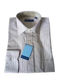 Image 1 of Peter England Shirt 16" (41cm) Collar Beige Striped New in Packet Easy Care