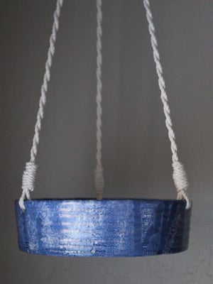 Image of Drippy Blue Ceramic Hanging Planter