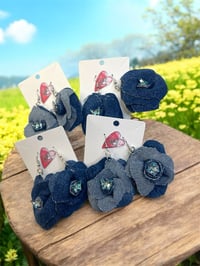 Image 2 of Denim Flower Earrings 