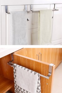 Image 18 of Kitchen Cabinet Door Towel Bar Stainless Steel Door Back Towel Hanging Holder 