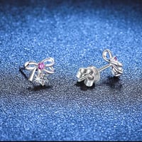 Image 4 of 925 Silver Butterfly Moissanite Stud Elegance Earrings