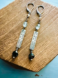 Image 14 of Shakespeare quote charm earrings with topaz and tourmaline