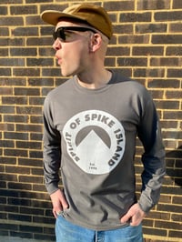 Solid grey long sleeve with Spirit Of Spike Island logo
