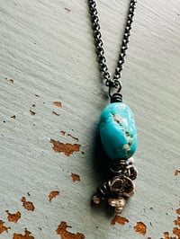 Image 7 of Sleeping Beauty turquoise pendant with gemstone fringe