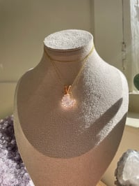 Image 4 of Gold Rose  Quartz Moon Crystal Necklace