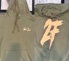 2F Army Green & Sand Puff Print Hoodie