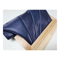 Image 2 of Navy Leather & Timber Clutch