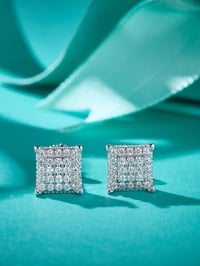 Image 2 of Moissanite Stud Earring for Women Square Earrings with Gra Certificate Silver 925 Earring
