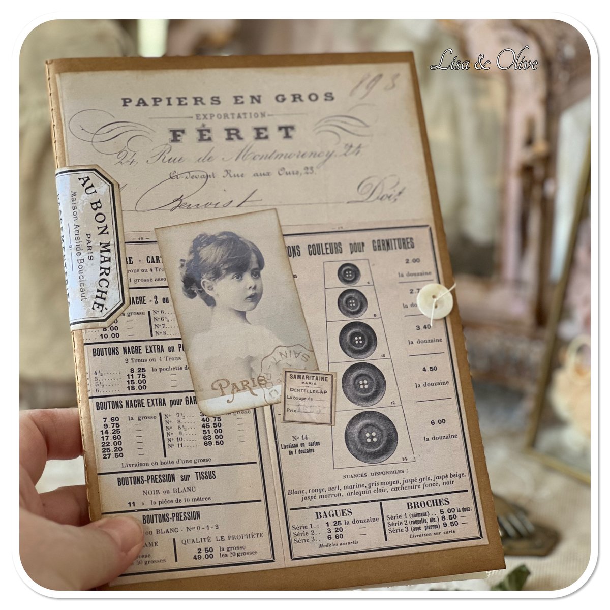 handmade note book covered with vintage style french ephemera ...