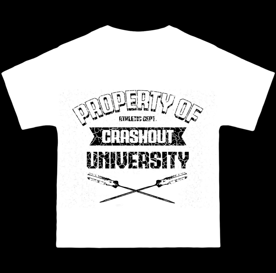 Image of CRASHOUT UNIVERSITY TEE WHITE