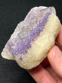 Image 4 of QR Code Fluorite On Druzy Quartz Matrix Specimen #2588
