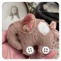 Image 9 of Handmade victorian plum flat elephant with "button wheels"