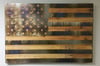 USA Flag Custom Burned Wood on Metal Vintage Sign