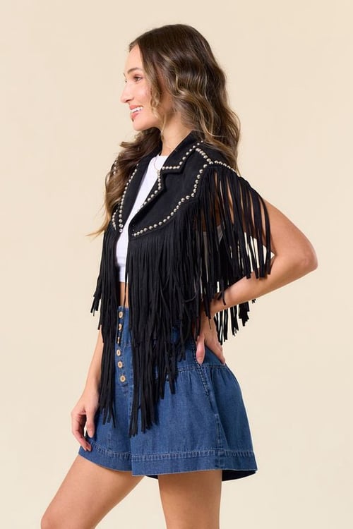 Image of BLACK STUDDED SHRUG