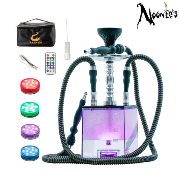 Image of Box shaped light up 2 hose hookah