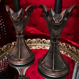 Image of Pair of Vampire Bat Candle Holders 