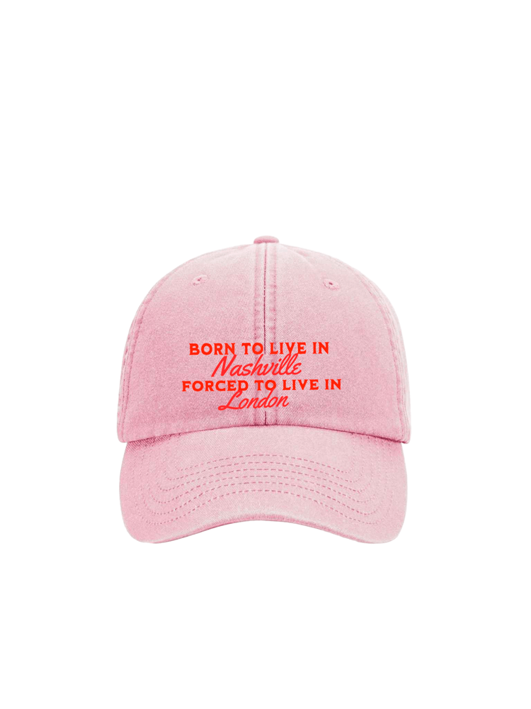 Image of Born to live in Nashville forced to live in… embroidered custom denim baseball cap 