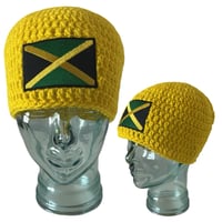 Image 2 of Yellow Jamaican Flag Fitted Beanie