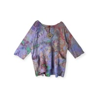 Image 1 of XL Cotton Woven Forager Top in Nebula Watercolor Ice Dye