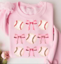 Pink Baseball and Bows Sweatshirt/Tee