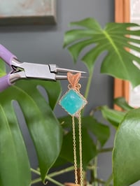 Image 3 of Gold Ice Amazonite Diamond Crystal Necklace