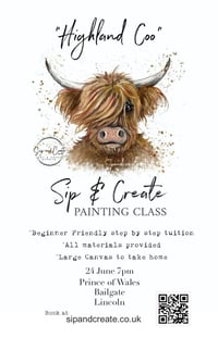 Image 2 of Painting Night at Lincoln “Highland Cow”