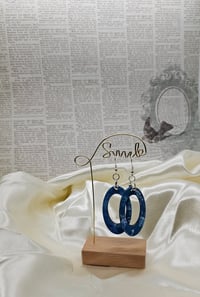 Image 2 of Hand-painted Blue Skies Mosiac Wooden Earrings