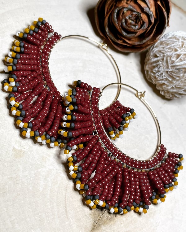 Image of Beaded fringed hoops 35mm