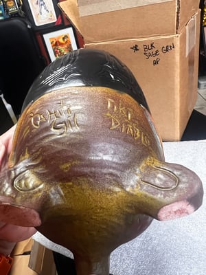 Image of Rare “Doom Muggy” Tiki Diablo/Tahiti Gil A.P. (Artist Proof) Test Glaze: Blk/Tan/Brn