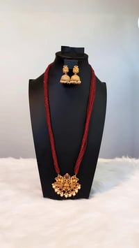 Image 1 of LHY_7600_Long Hydrocrystal Temple Jewelry Necklace Set
