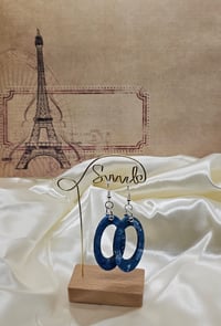 Image 3 of Hand-painted Blue Skies Mosiac Wooden Earrings