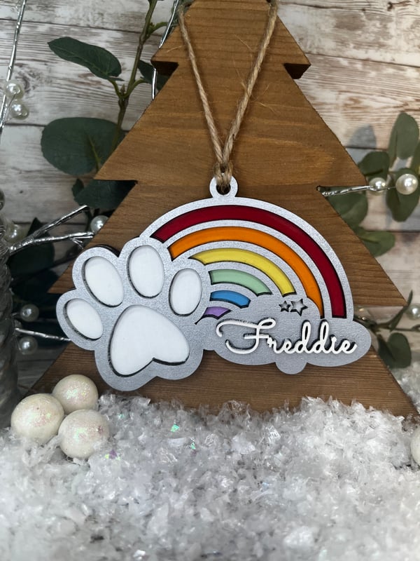 Image of Rainbow Dog Paw Decoration