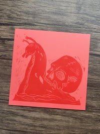 Image 1 of 'a leisurely death' - red & red - one off BLOCKPRINT