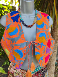 Image 6 of New York Embroidered Waistcoat Top orange with blue 6-12