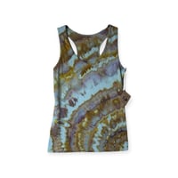 Image 1 of L Ladies Racerback Tank in Earthy Gold Ice Dye
