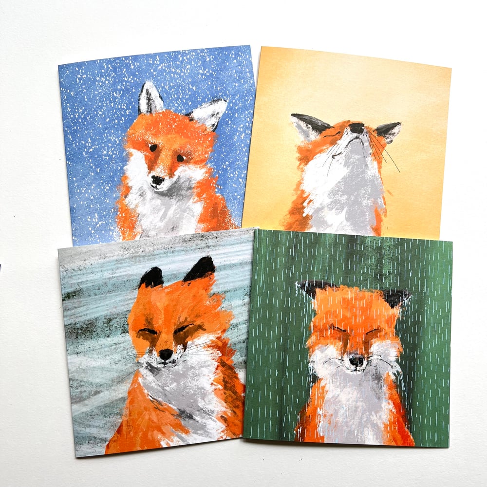 Image of Foxes - Set Of 4 Luxury Greetings Cards
