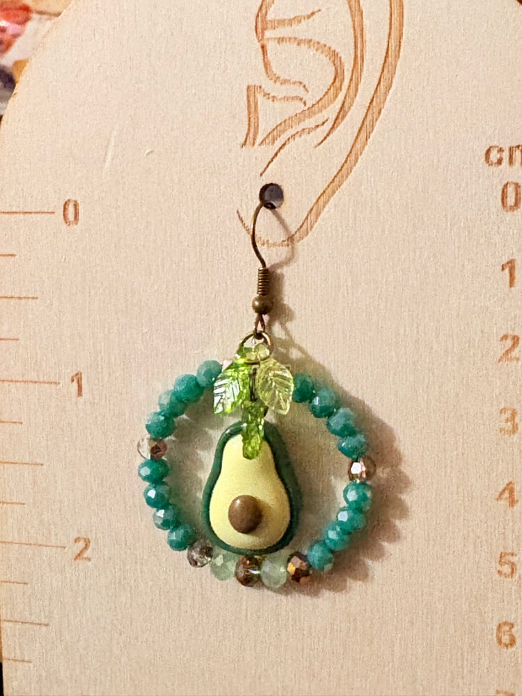 Image of Green and Brown Avocado Drop Earrings — Statement Women’s Earrings