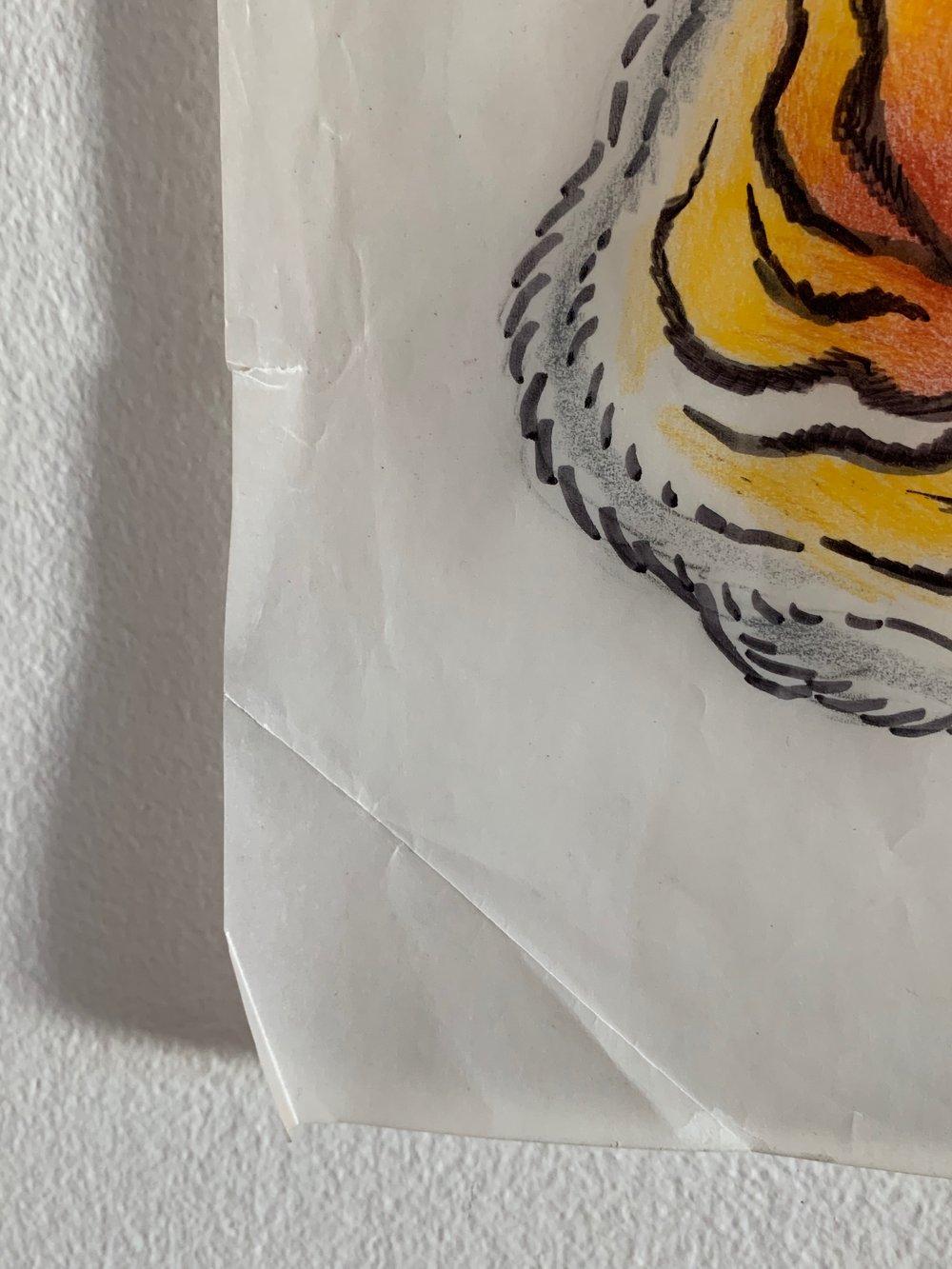 Image of Crawling tiger w rock on tracing paper 