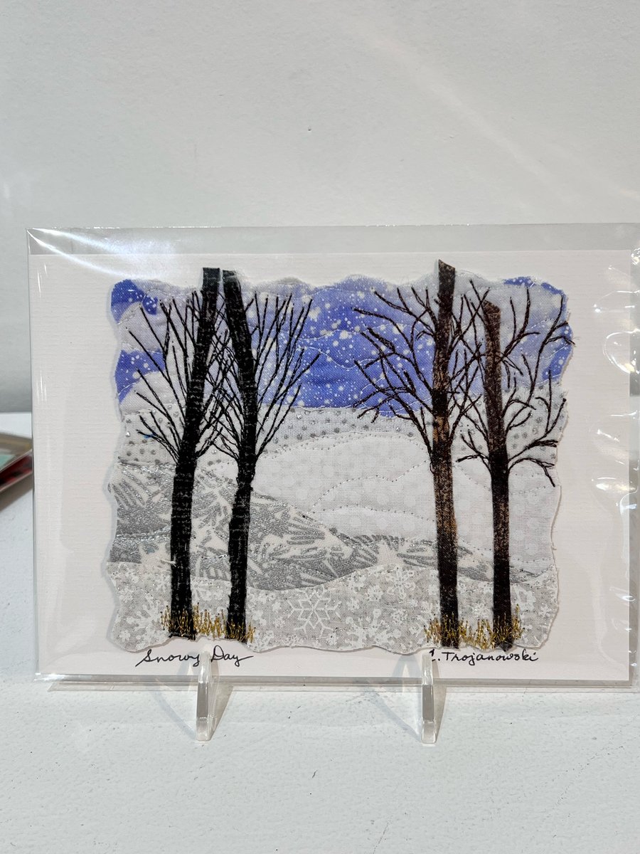 Image of Snowy Day- Quilt Card- Carol Trojanowski